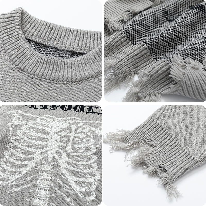 Ripped Jacquard Sweater Skeleton sold by Yugen Theory product image thumbnail 5