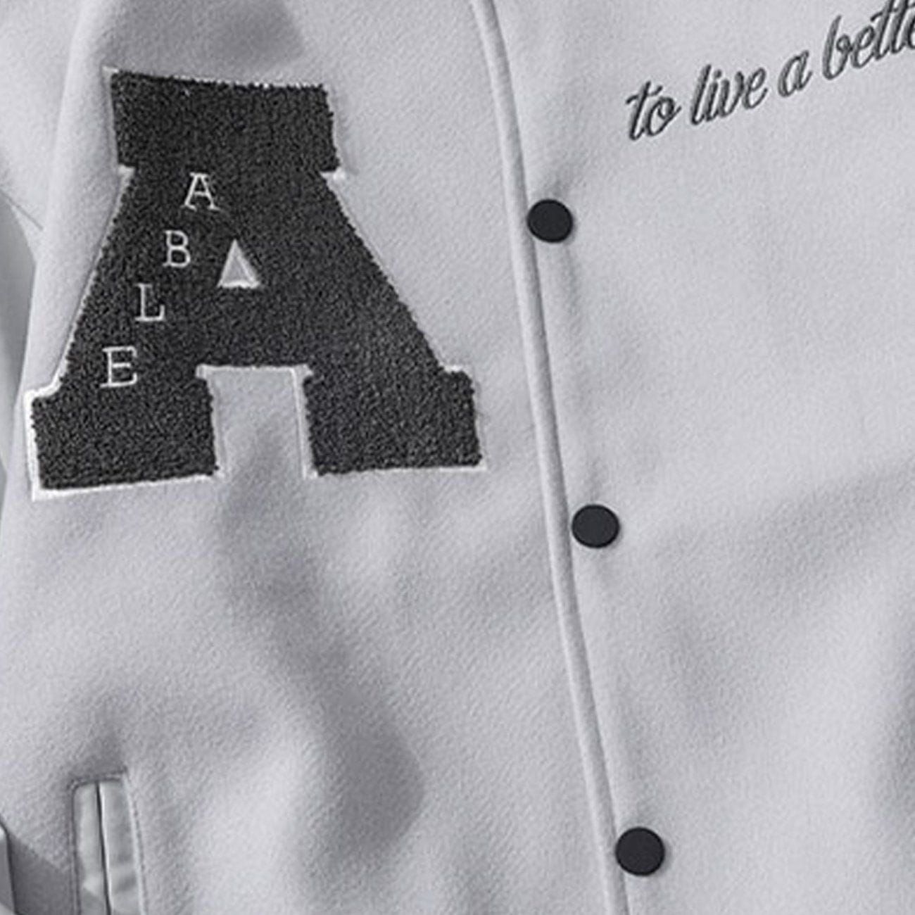 Vintage Color Block Towel Embroidery PU Varsity Jacket sold by Yugen Theory product image thumbnail 5