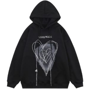 Oversize Hoodie Graffiti Heart sold by Yugen Theory