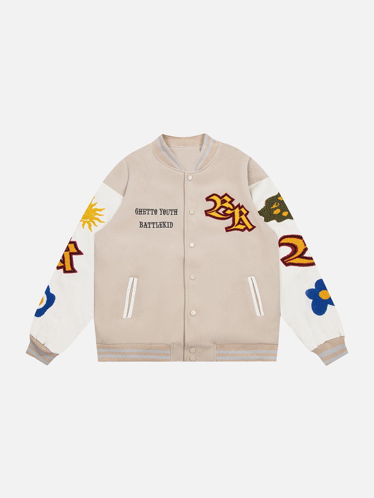 Sun Flowers Embroidery Varsity Jacket sold by Yugen Theory