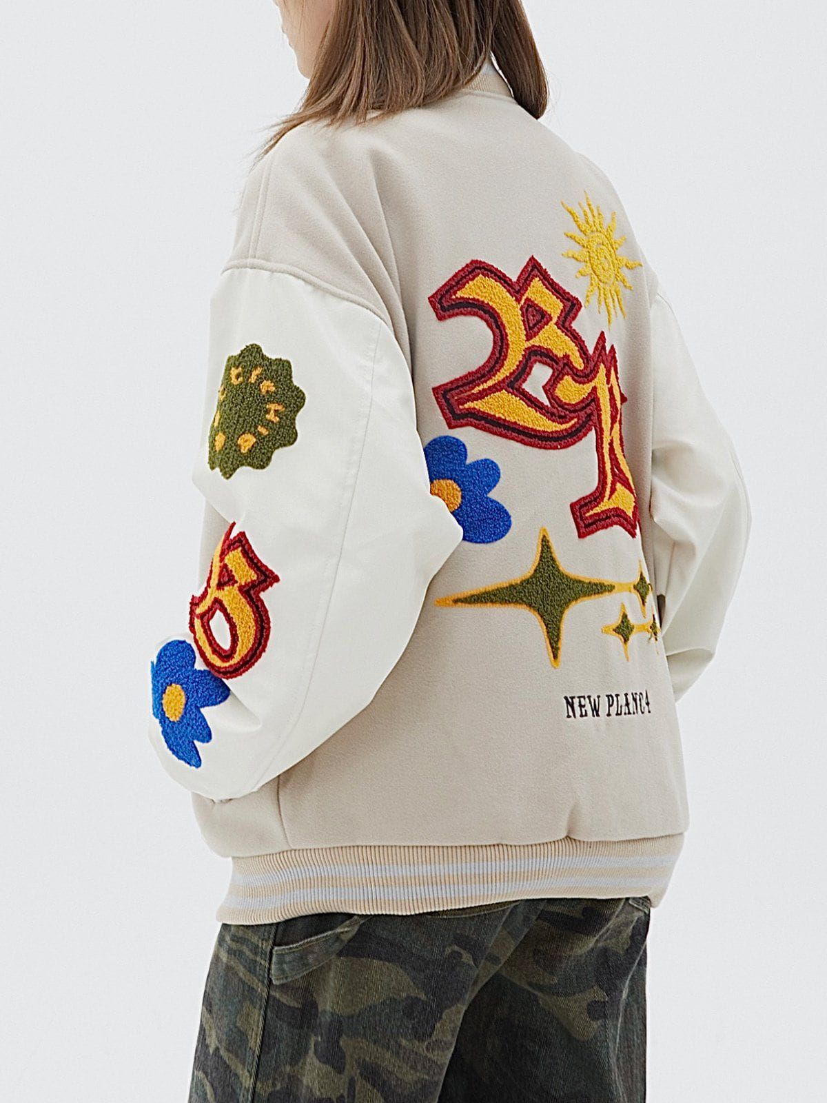 Sun Flowers Embroidery Varsity Jacket sold by Yugen Theory product image thumbnail 5