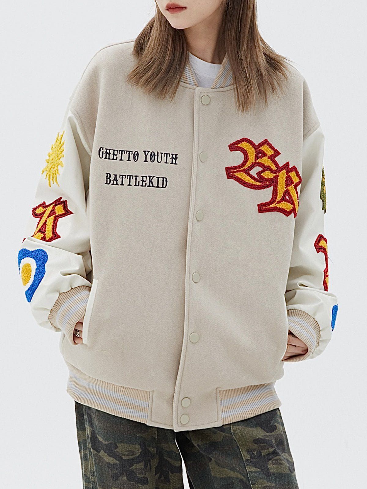 Sun Flowers Embroidery Varsity Jacket sold by Yugen Theory product image thumbnail 4
