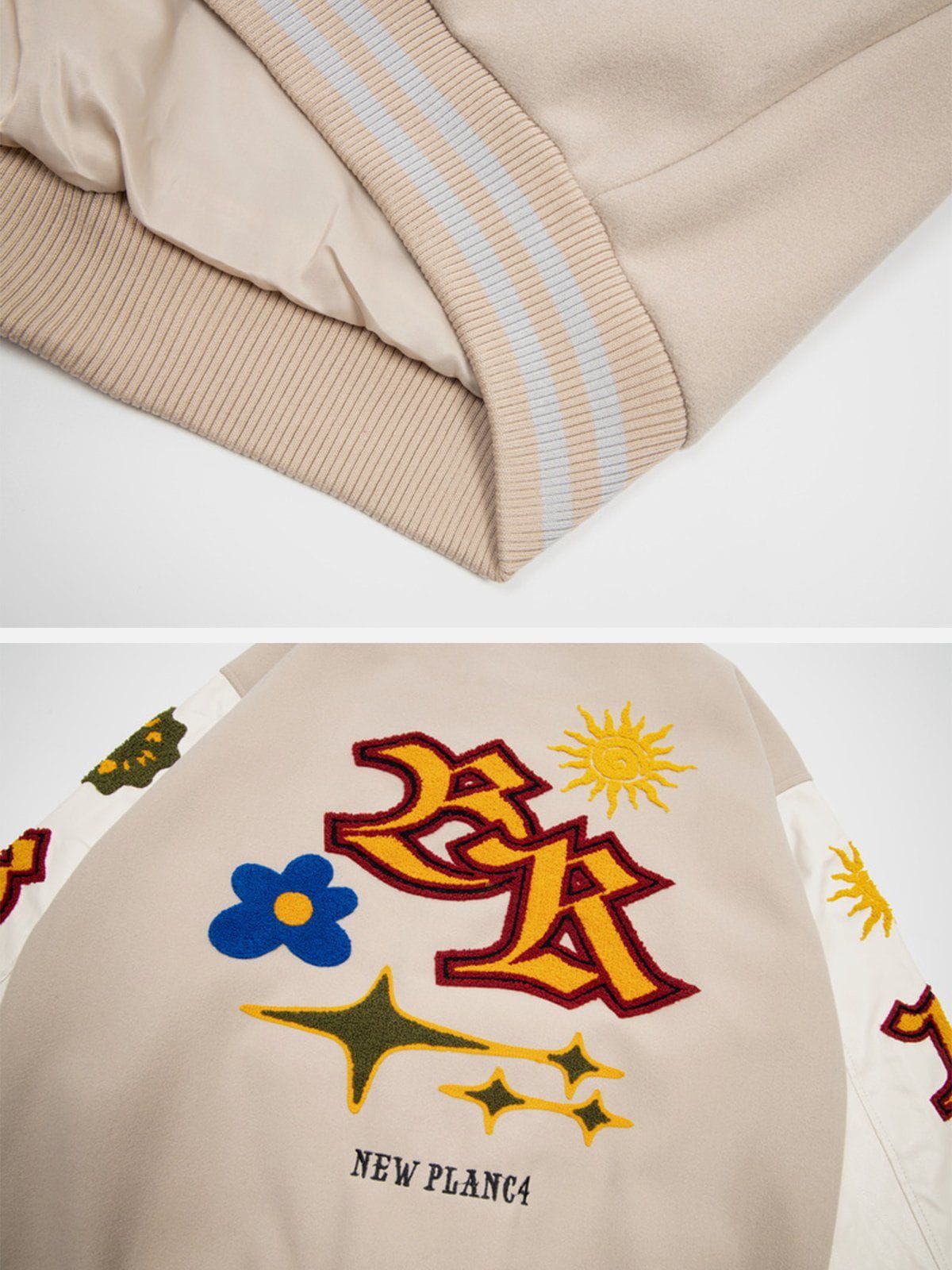 Sun Flowers Embroidery Varsity Jacket sold by Yugen Theory product image thumbnail 3