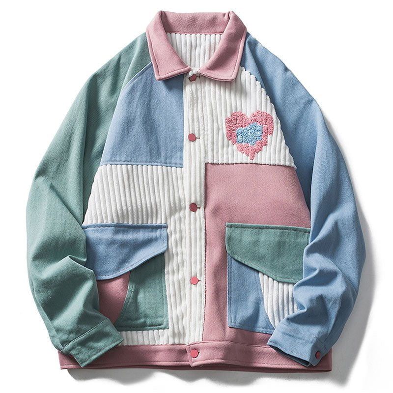 Vintage Corduroy Jacket Heart Color Block sold by Yugen Theory