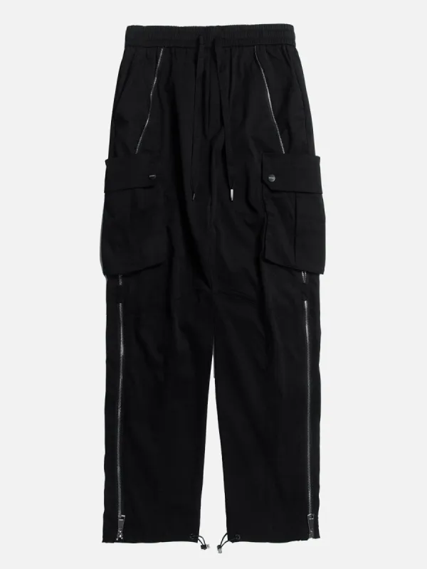 Big Pocket Long Zip Up Cargo Pants sold by Yugen Theory