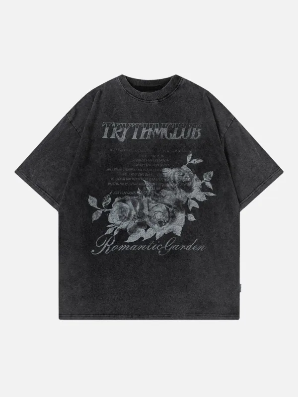 Vintage Rose Washed Graphic T-Shirt sold by Yugen Theory