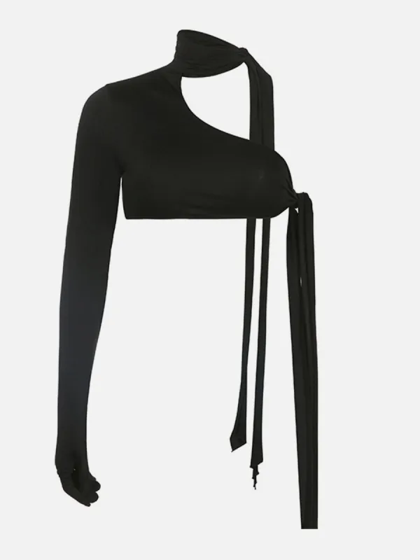 Irregular Halterneck Long Sleeve T Shirt sold by Yugen Theory