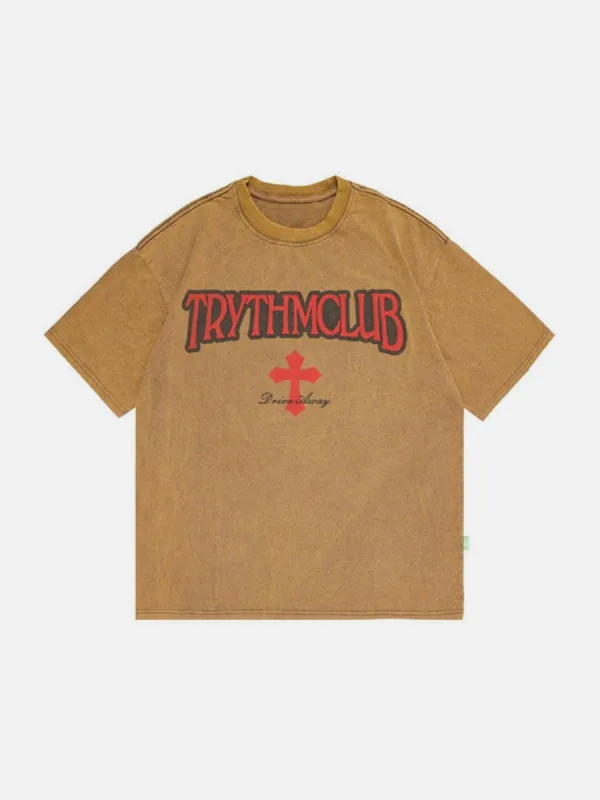 Letter Graphic Oversized T-Shirt sold by Yugen Theory