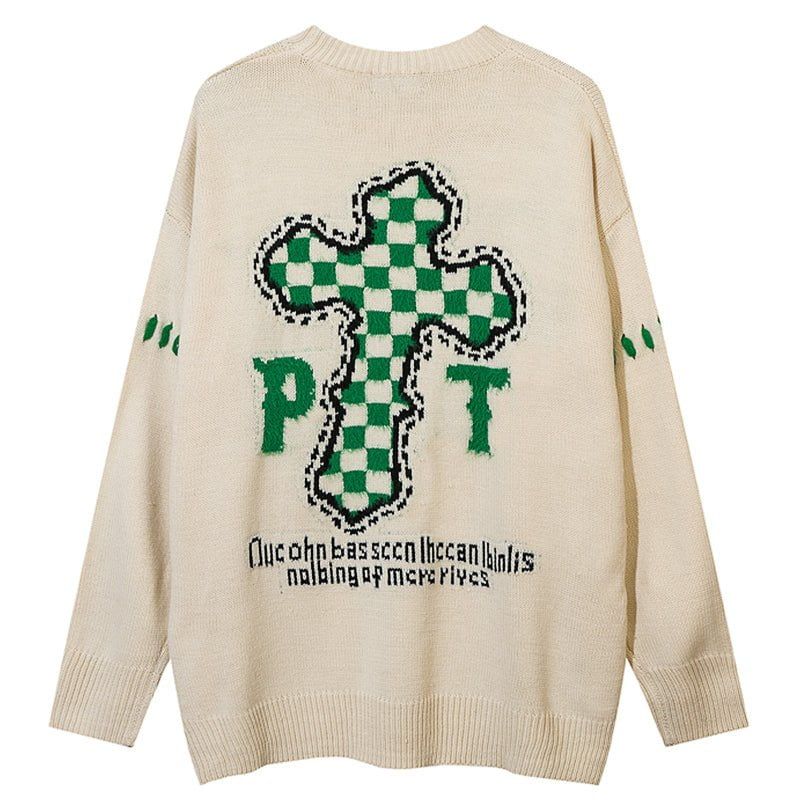 Casual Knit Sweater Checkerboard Cross sold by Yugen Theory product image thumbnail 2