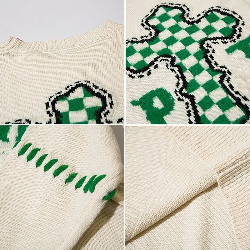 Casual Knit Sweater Checkerboard Cross sold by Yugen Theory product image thumbnail 5
