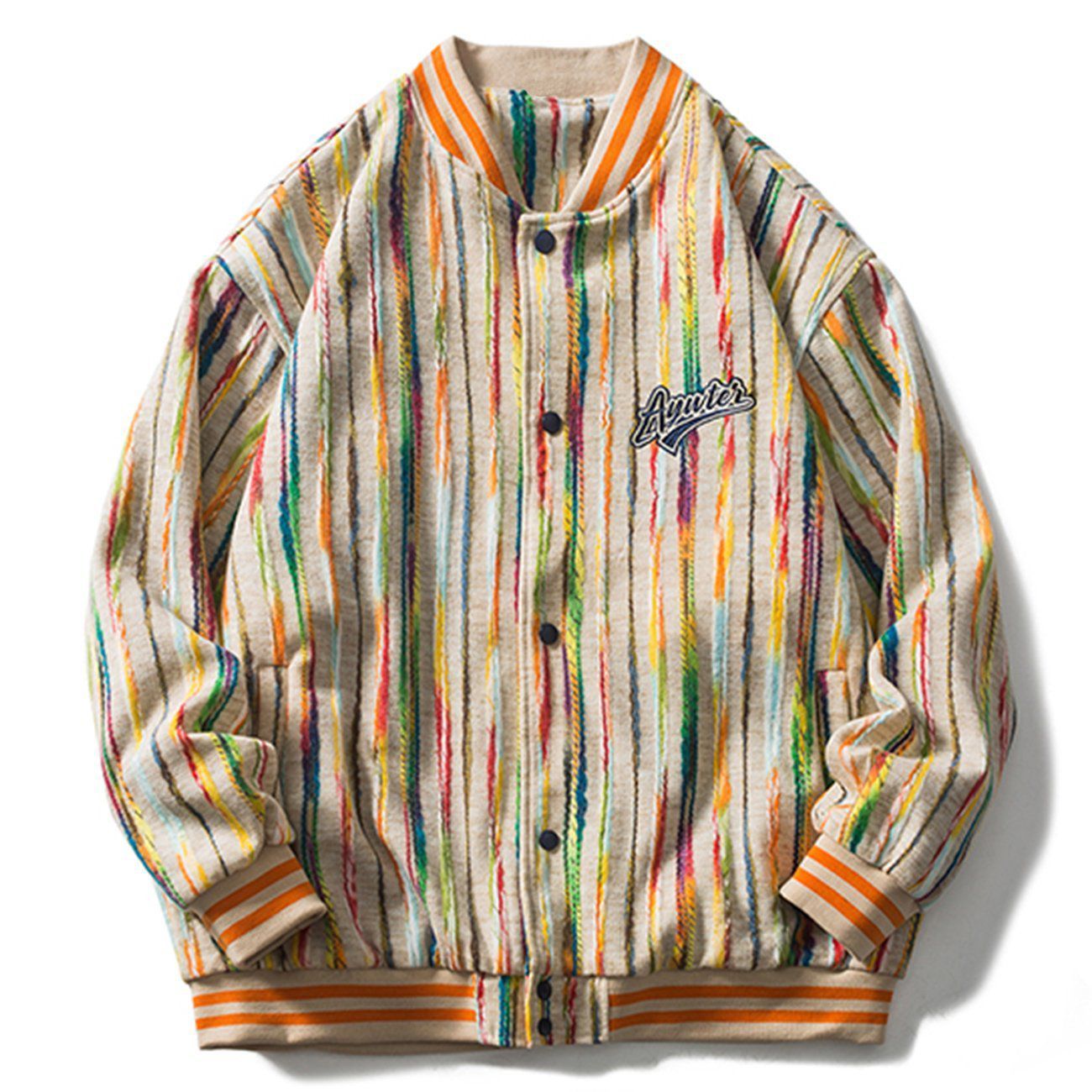 Colorblock Embroidery Varsity Jacket sold by Yugen Theory