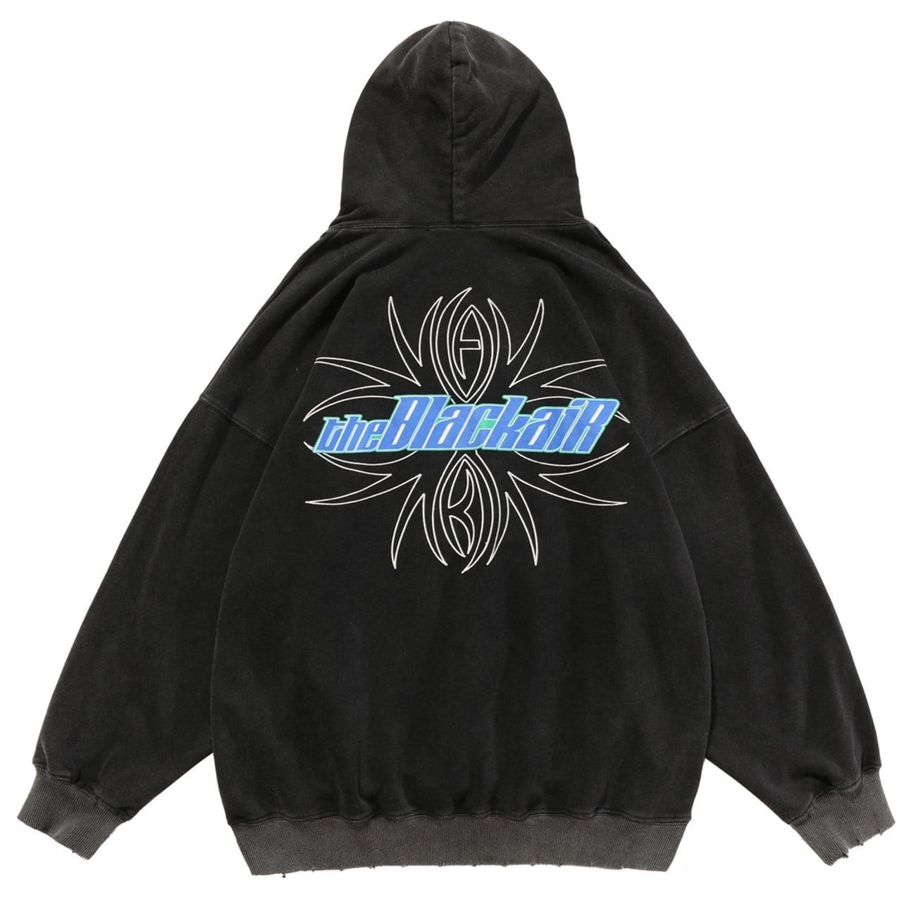 Ripped Spider Embroidery Oversized Washed Hoodie sold by Yugen Theory product image thumbnail 2