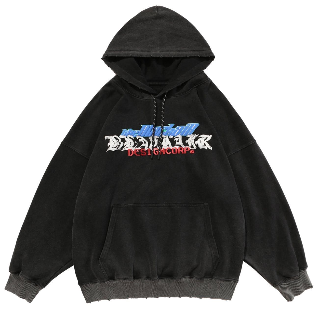 Ripped Spider Embroidery Oversized Washed Hoodie sold by Yugen Theory