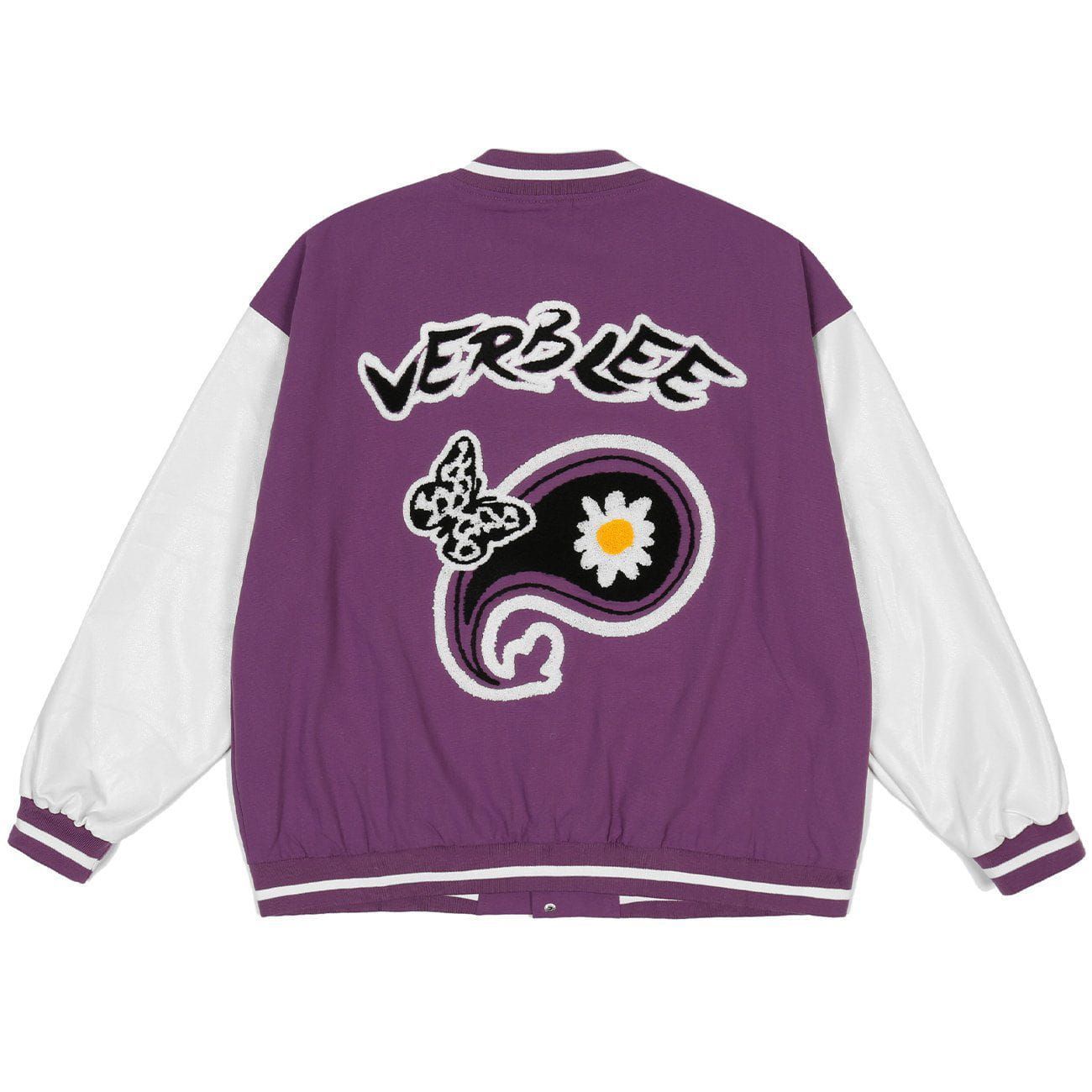 Spotted Butterfly Daisy Embroidery Varsity Jacket sold by Yugen Theory product image thumbnail 2