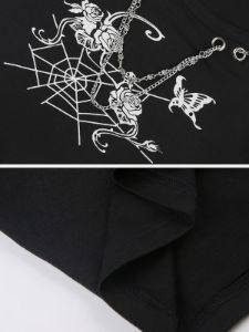 Rose Spider Web Long Sleeve T Shirt sold by Yugen Theory