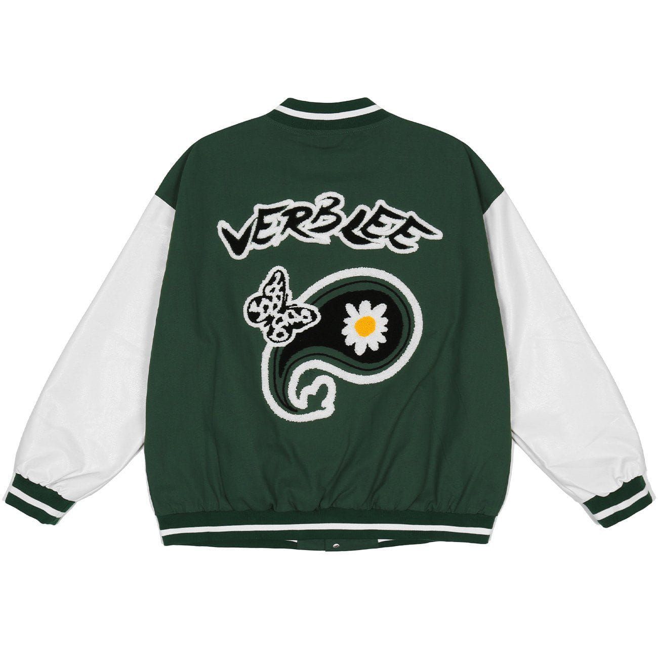 Spotted Butterfly Daisy Embroidery Varsity Jacket sold by Yugen Theory product image thumbnail 4