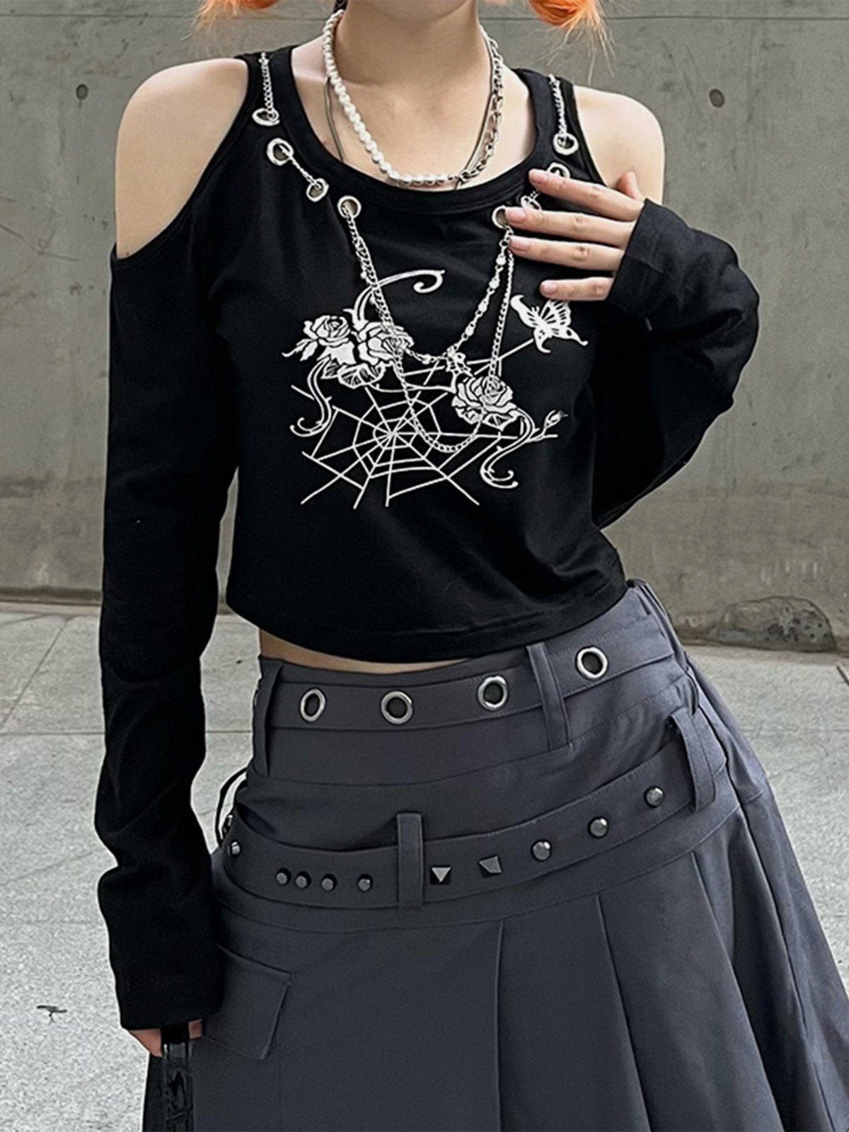 Rose Spider Web Long Sleeve T Shirt sold by Yugen Theory product image thumbnail 2