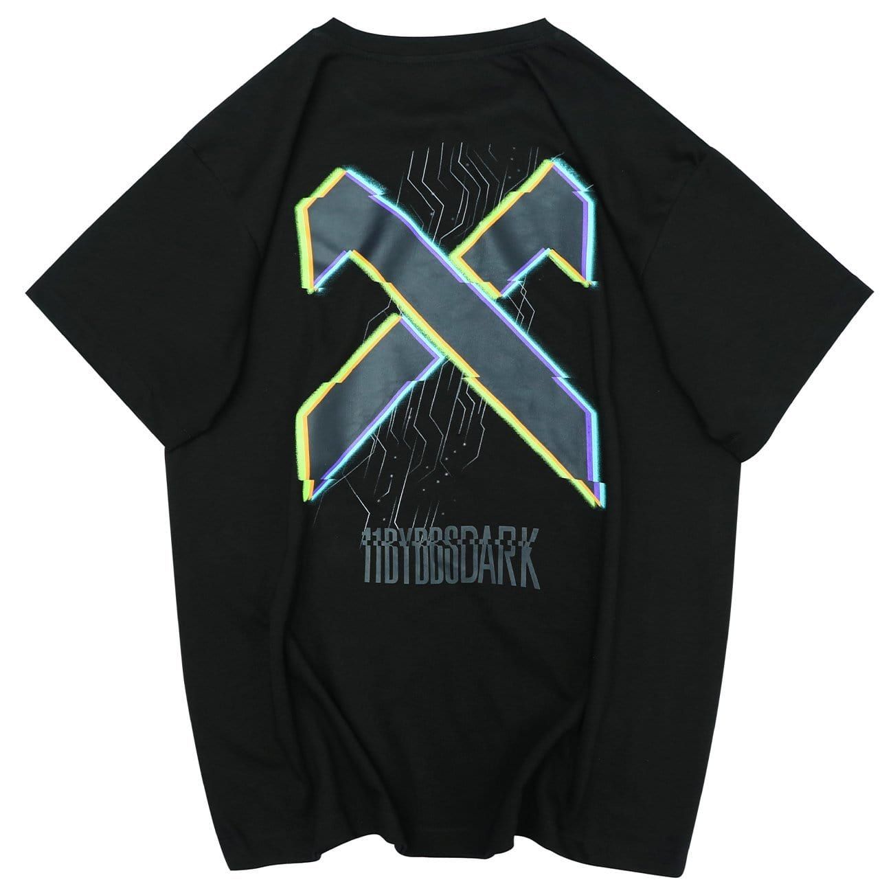Multicolored Letter X Print T-Shirt sold by Yugen Theory