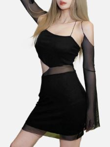 Mesh Sling Hollow Dress sold by Yugen Theory