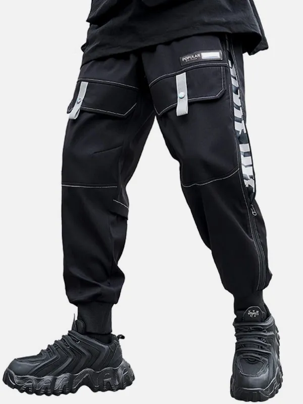 Techwear Side Zipper Print Cargo Pants sold by Yugen Theory