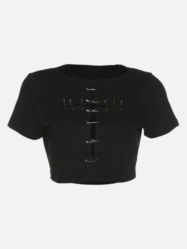 Paperclip Cross Short Sleeve T Shirt sold by Yugen Theory