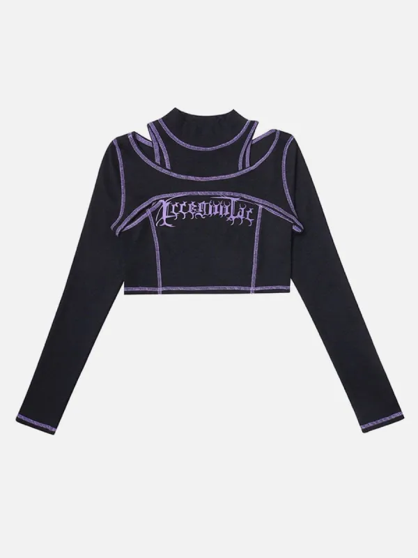 Fake Two Gothic Alphabet Long Sleeve T Shirt sold by Yugen Theory