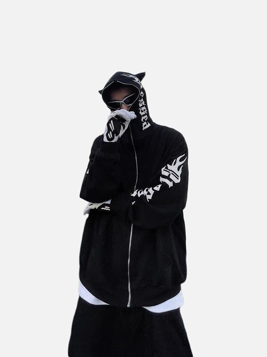 Gothic Letters Devil Head Hoodie sold by Yugen Theory product image thumbnail 3