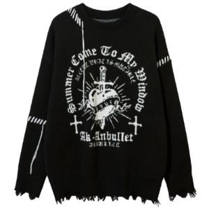 Distressed Knitted Sweater Cross sold by Yugen Theory