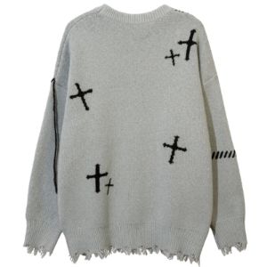 Distressed Knitted Sweater Cross sold by Yugen Theory