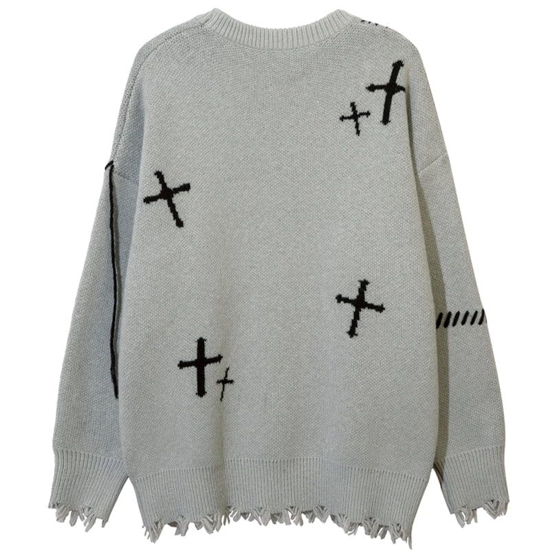 Distressed Knitted Sweater Cross sold by Yugen Theory product image thumbnail 3