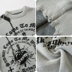 Distressed Knitted Sweater Cross sold by Yugen Theory