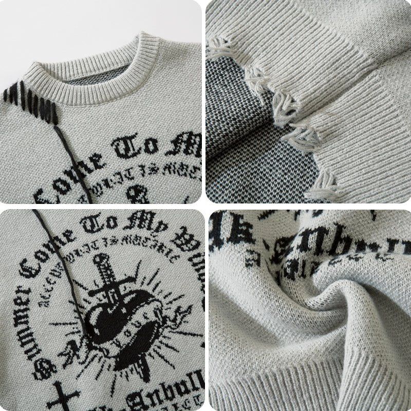 Distressed Knitted Sweater Cross sold by Yugen Theory product image thumbnail 5
