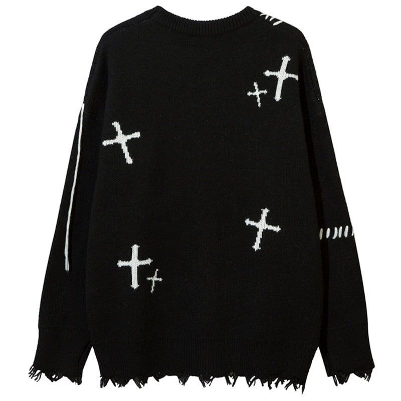Distressed Knitted Sweater Cross sold by Yugen Theory product image thumbnail 4