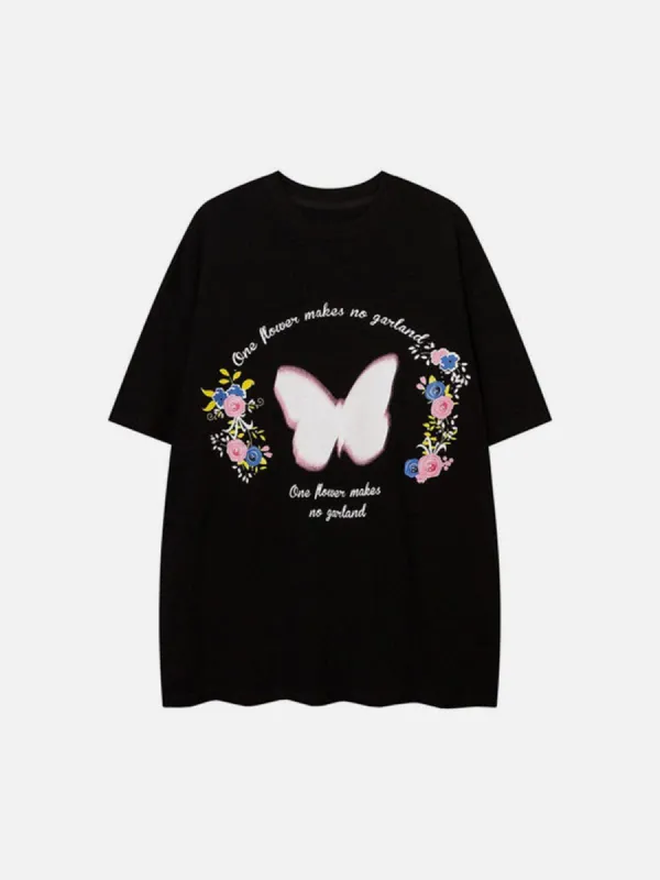 Butterfly Flower Letters Graphic T-Shirt sold by Yugen Theory