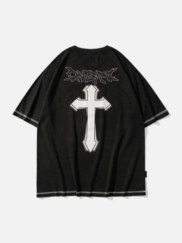 Cross Washed Graphic T-Shirt sold by Yugen Theory