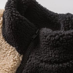 Patchwork Sherpa Winter Coat Color Block sold by Yugen Theory
