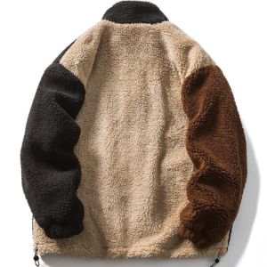 Patchwork Sherpa Winter Coat Color Block sold by Yugen Theory