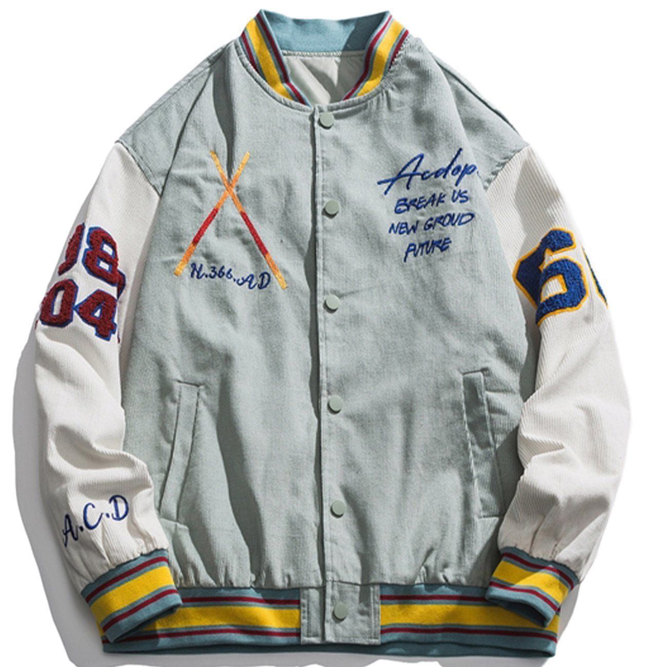Flocking Embroidery Varsity Jacket sold by Yugen Theory
