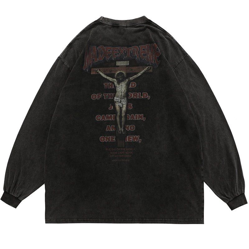 Distressed Washed Sweatshirt Jesus sold by Yugen Theory product image thumbnail 2
