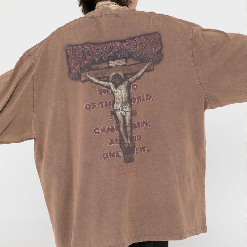 Distressed Washed Sweatshirt Jesus sold by Yugen Theory product image thumbnail 5