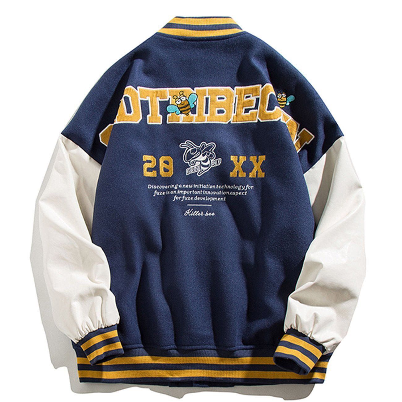 Letter Flocking Color Matching Varsity Jacket sold by Yugen Theory product image thumbnail 2