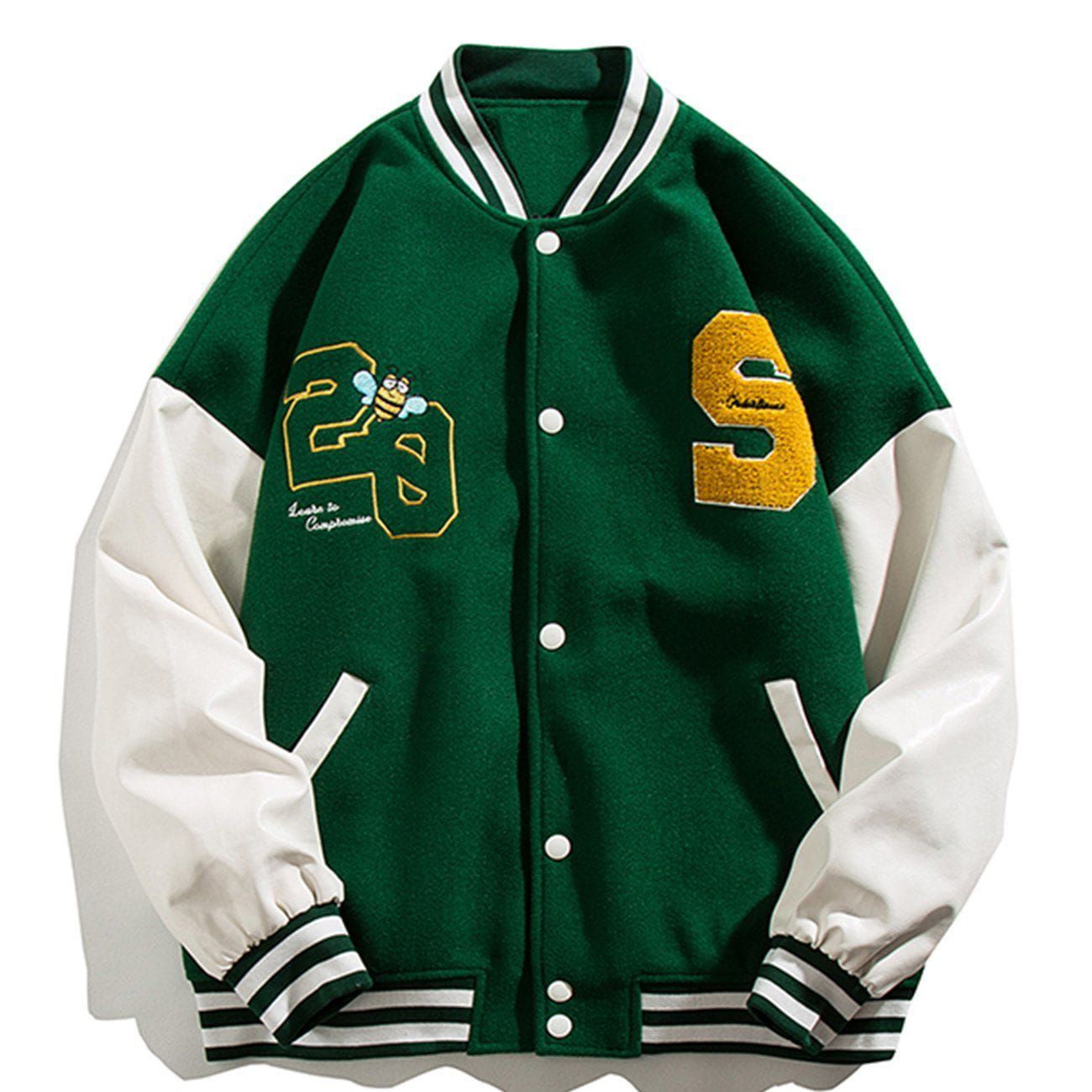 Letter Flocking Color Matching Varsity Jacket sold by Yugen Theory product image thumbnail 4