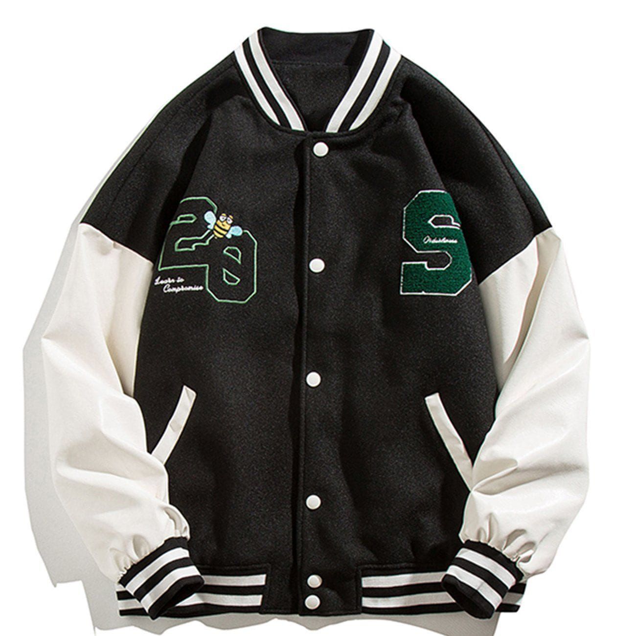 Letter Flocking Color Matching Varsity Jacket sold by Yugen Theory product image thumbnail 3