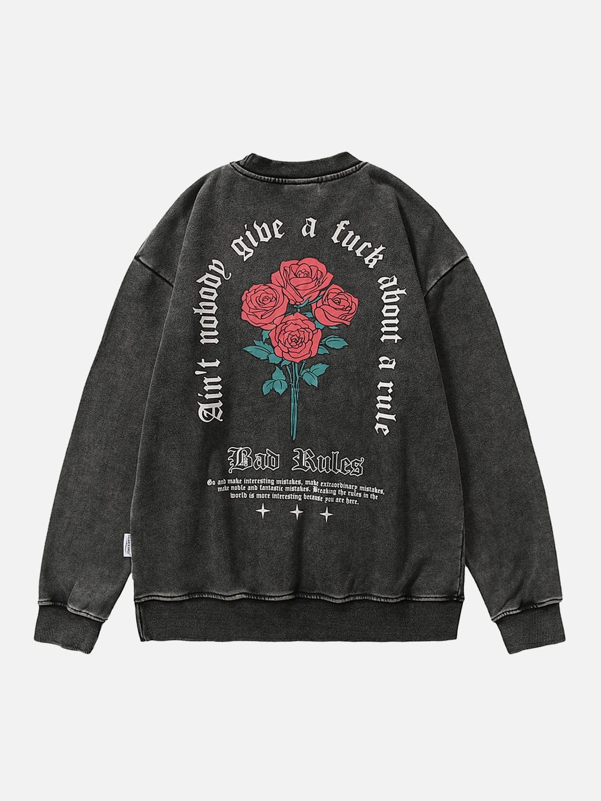 Washed Gothic Letter Rose Sweatshirt sold by Yugen Theory