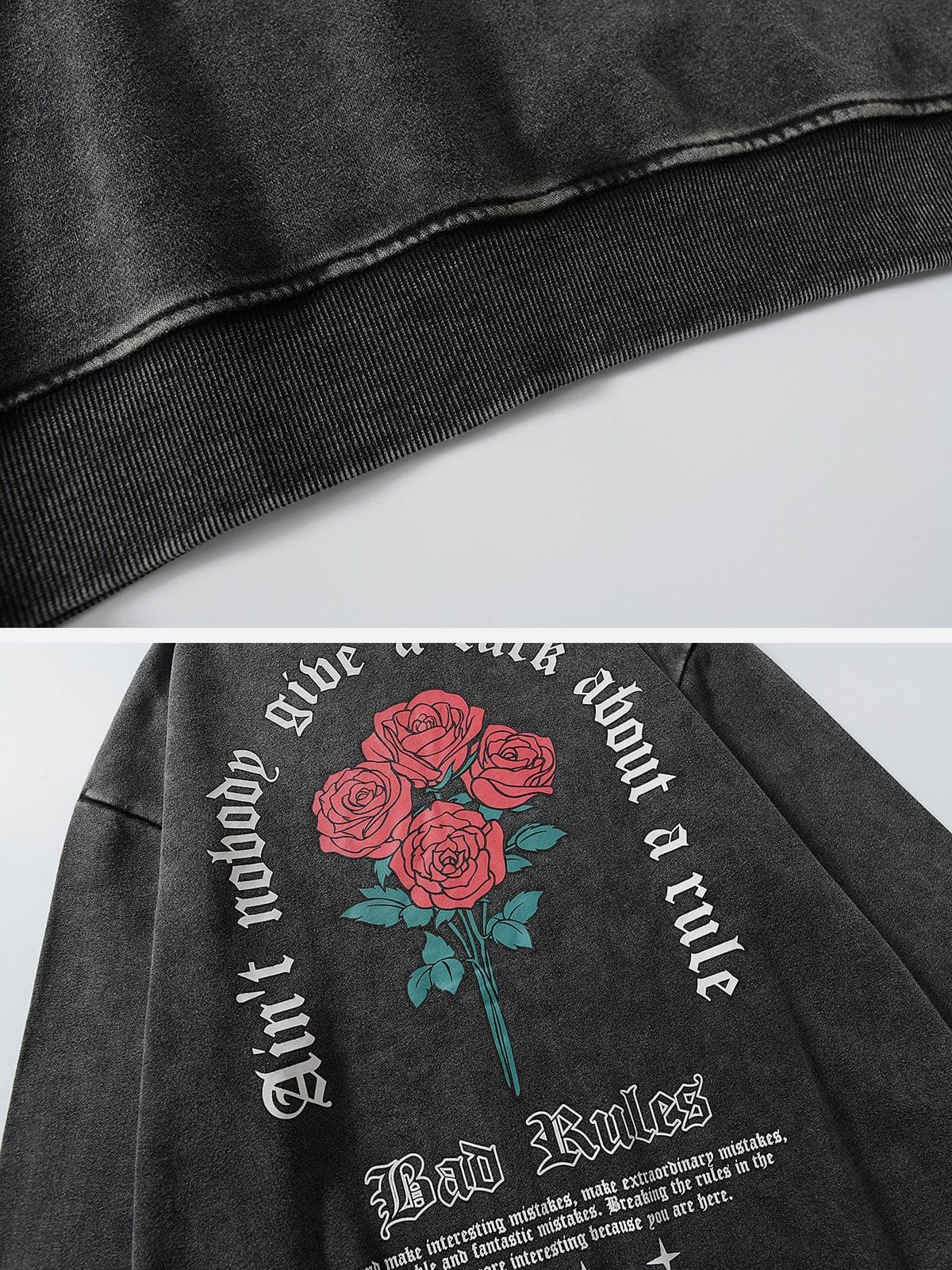 Washed Gothic Letter Rose Sweatshirt sold by Yugen Theory product image thumbnail 5