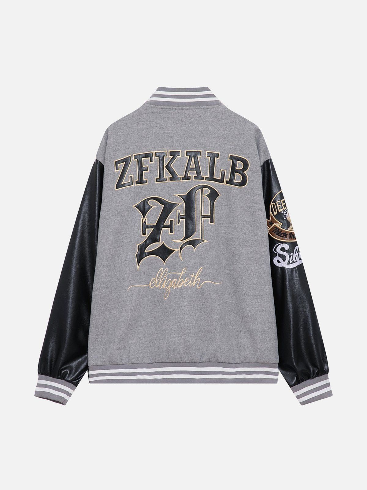 Embroidery Patchwork Varsity Jacket sold by Yugen Theory product image thumbnail 2