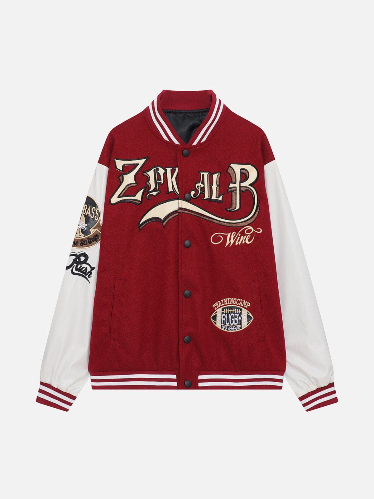 Embroidery Patchwork Varsity Jacket sold by Yugen Theory product image thumbnail 3