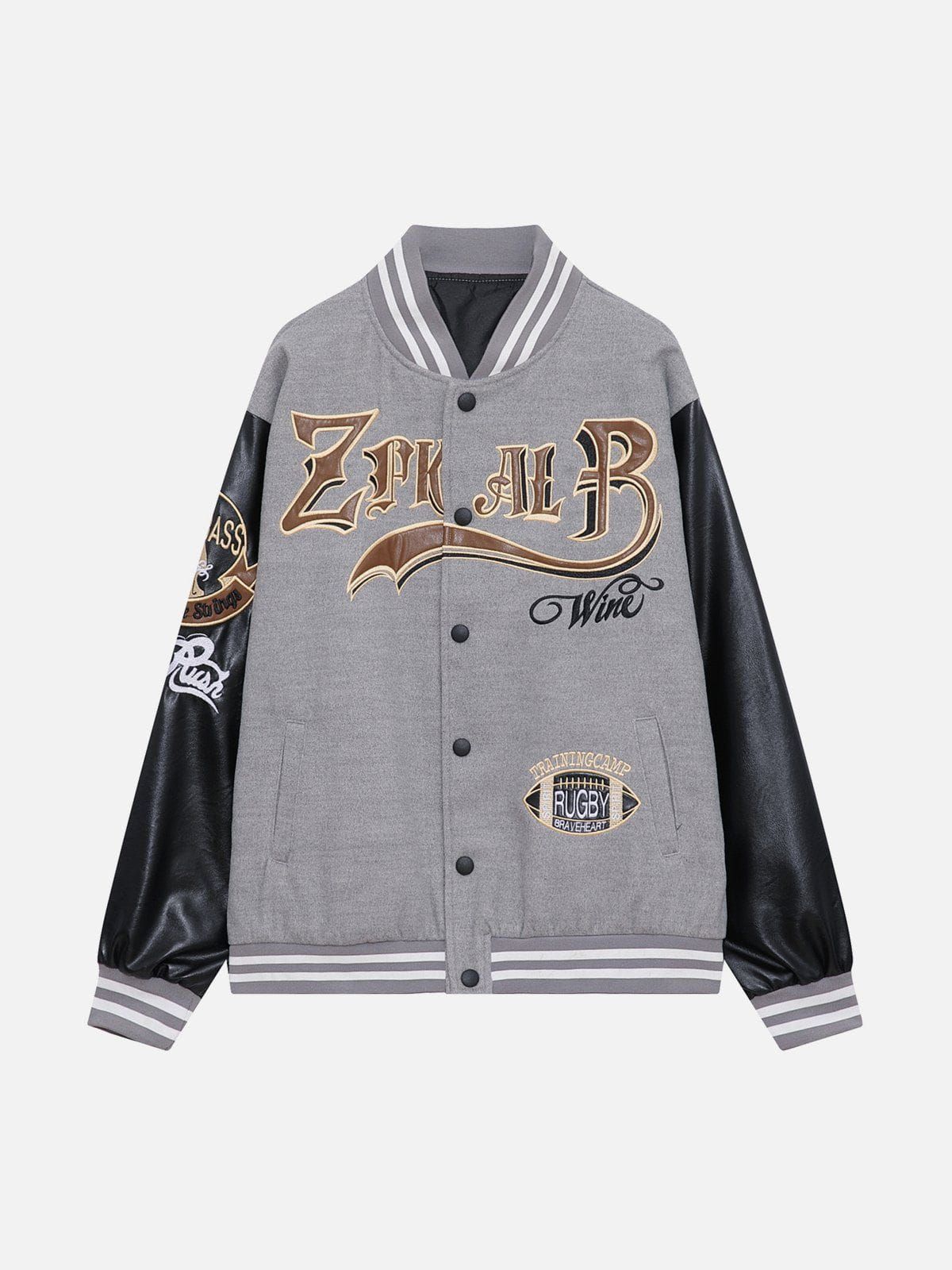 Embroidery Patchwork Varsity Jacket sold by Yugen Theory