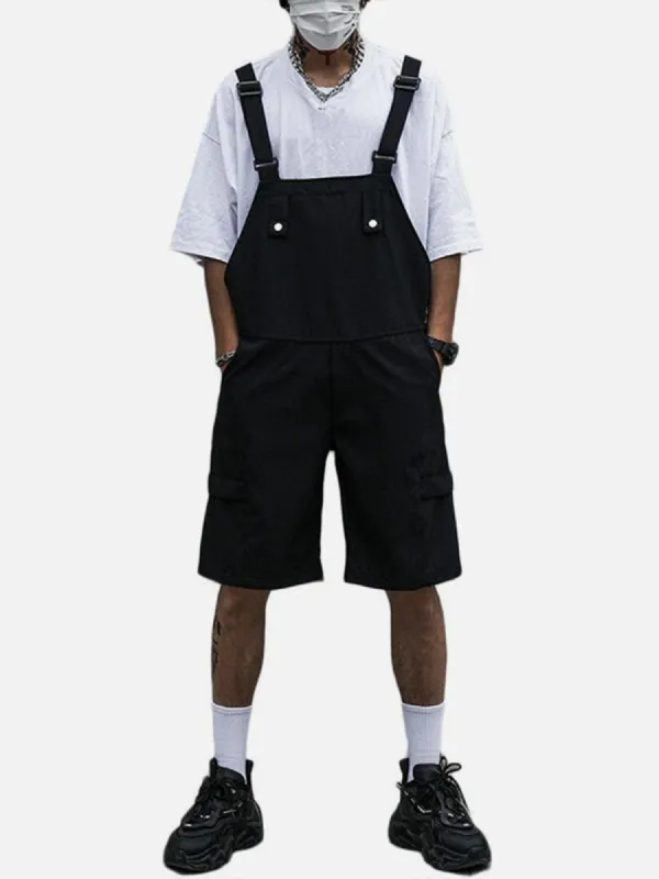Functional Dark Solid Color Cotton overalls sold by Yugen Theory