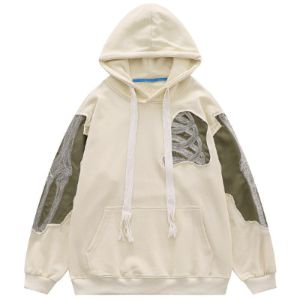 Oversize Hoodie Bone Patchwork sold by Yugen Theory